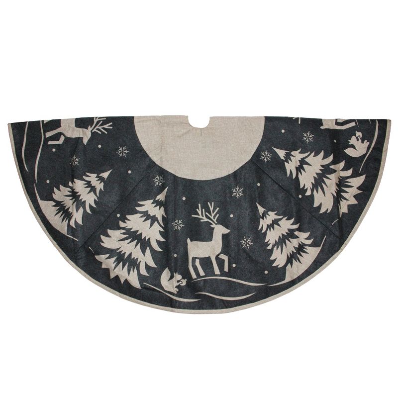Northlight 56" Gray and Black Reindeer in Forest Christmas Tree Skirt, 1 of 4