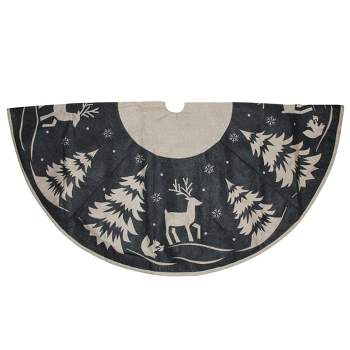 Northlight 56" Gray and Black Reindeer in Forest Christmas Tree Skirt