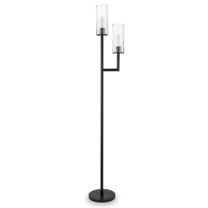 Hudson and Canal 2-Light Torchiere Floor Lamp with Glass Shade - 1 of 4