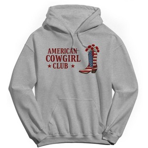 Rerun Island Men's American Cowgirl Club Americana 4Th Of July Long Sleeve Graphic Cotton Sweatshirt Hoodie - 1 of 4
