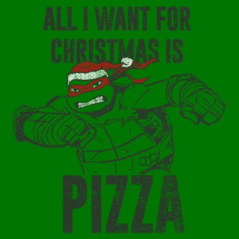 Men's Teenage Mutant Ninja Turtles Distressed Raphael All I Want for Christmas Is Pizza T-Shirt, 2 of 6