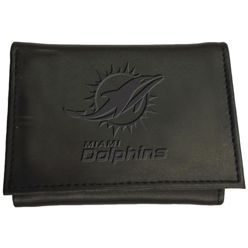 Evergreen Miami Dolphins Tri Fold Leather Wallet, 1 of 3