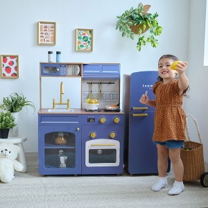 Teamson Kids Little Chef Normandy Wooden Play Kitchen with Sink, Oven & Modular Fridge, 14 Accessories - 1 of 4