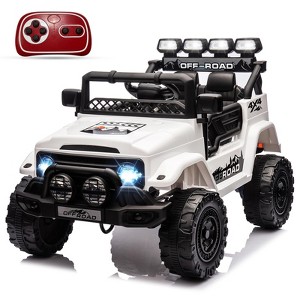 12V Kids Ride on Car with Remote Control, Electric Vehicle with LED Lights, Music, Bluetooth, MP3, 3 Speeds, Spring Suspension - 1 of 4
