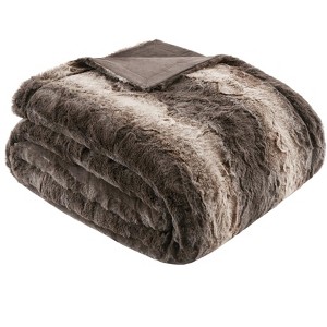 Gulches SoftHaven Series Multi color selection TwoSided Serengeti Fur Front And Mink Solid Back Multiple size options 1PC Faux Fur Blanket - 1 of 4