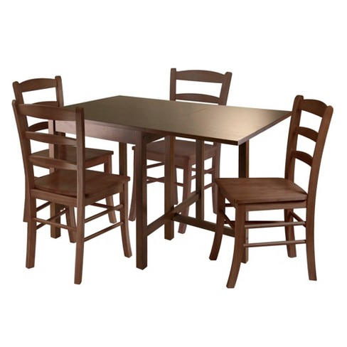 5pc Dropleaf Dining Table Set Wood Antique Walnut Winsome Target