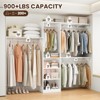 Lirago Adjustable Heavy-Duty Wood Closet Organizer-6 Shelves and 3 Expandable Rods Storage System White - 2 of 4