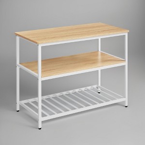 Kitchen Island with 3 Shelves, Island Table, 47.2 Inches Width Kitchen Shelf with Large Worktop, Stable Steel Structure, Industrial, Easy to Assemble - 1 of 4
