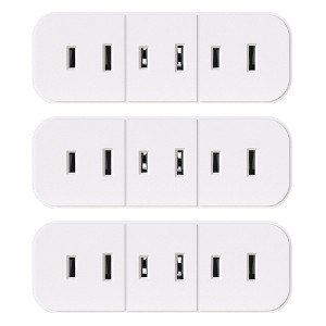 ELEGRP 3 Outlet Non-grounded Triple Outlet Extender Adapter Plug, 2-Prong to 2-prong Adapter Converters for Wall Outlets,15A 125V, White 3 PC - 1 of 1