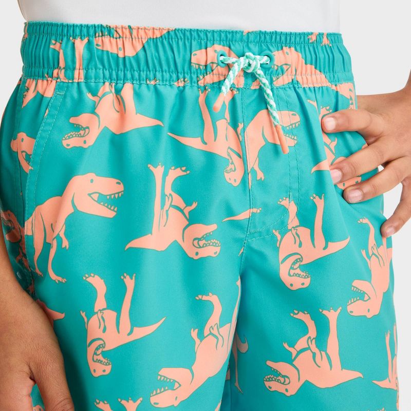 Boys&#39; Dino Printed Swim Shorts - Cat &#38; Jack&#8482; Turquoise Green, 3 of 5