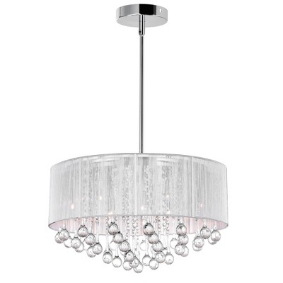 CWI Lighting Water Drop 9 Light Drum Shade Chandelier With Chrome Finish