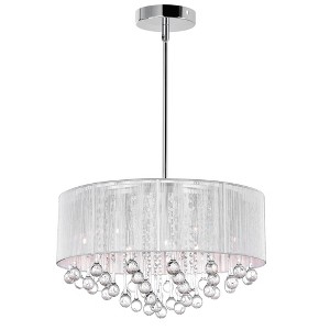CWI Lighting Water Drop 9 Light Drum Shade Chandelier With Chrome Finish - 1 of 3