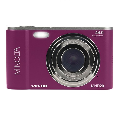 Minolta® Mnd20 16x Digital Zoom 44 Mp/2.7k Quad Hd Digital Camera (magenta)  : Target