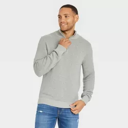 Men's 1/4 Zip Turtleneck Collared Pullover - Goodfellow & Co™ Gray XL
