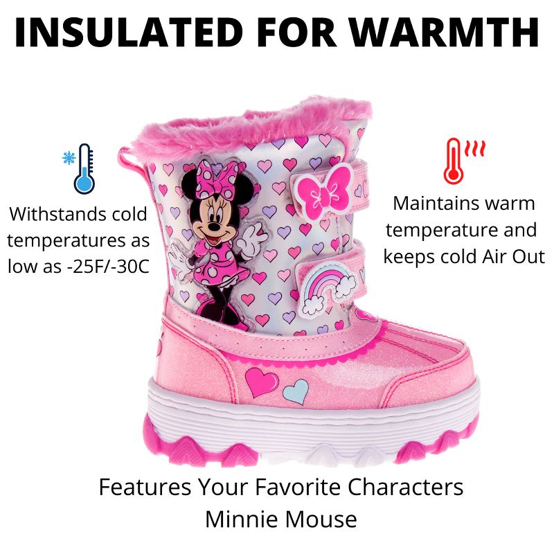 Josmo Kids Girls Minnie Mouse Boots, Water Resistant Snow Boots (Toddler/Little Kid), 2 of 8