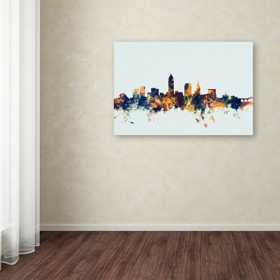 Michael Tompsett Cleveland Skyline Blue Abstract Canvas Art
