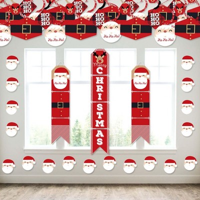 Big Dot of Happiness Jolly Santa Claus - Wall and Door Hanging Decor - Christmas Party Room Decoration Kit