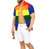 LA LEELA Men's Summer Beach Shirt Hawaiian Short Sleeve Button Down Rainbow Flag Shirts for Men L Multicoloured - 2 of 4