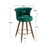 Tufted Velvet Barstools,Swivel Button Tufted Bar Chairs with Nailheads Trim,Swivel Counter Height Barstools with Backs Set of 2-Cuddlewood - 4 of 4