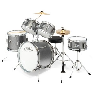 Ashthorpe 5-Piece Complete Junior Drum Set with Brass Cymbals - Advanced Beginner Drum Kit - 1 of 4