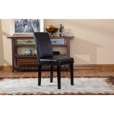 High-Back Black Faux Leather Parsons Side Chair