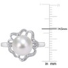 EVERLY JEWELRY |Sterling Silver 0.04 CT TW Diamond 9 - 9.5 MM White Freshwater Cultured Pearl Fashion Ring - 4 of 4