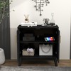 VASIP Black Fluted Sideboard Buffet, Sideboard Cabinet with Adjustable Shelves & Solid Wood Legs,Storage Cabinet for Living Room, Hallway, Kitchen - 2 of 4