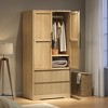 Garvee Armoire Wardrobe Closet, Bedroom Tall Wooden Wardrobe Storage Cabinet with 2 Drawers, Hanging Rod, 2 Doors, for Bedroom, Apartment - 2 of 4