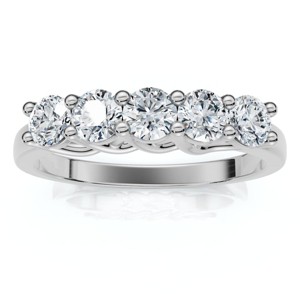 Pompeii3 White Gold 1/2ct 14K Diamond Wedding Guard Ring New - 1 of 4