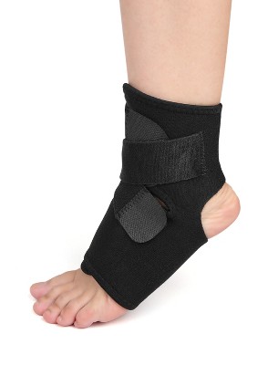 Unique Bargains Ankle Support with Hook Loop Closure Wrap Protector Insoles Black 1 Pc