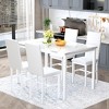 Hooseng Dining Room Table and Chairs Set for 4, 5-Piece Kitchen Table Set with 4 Square PU Leather Chair & Faux Marble for Apartment, Small Space - 2 of 4