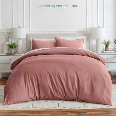 Dusty Rose King Microfiber Duvet Cover Set with Shams