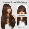 Jessie's Wig 22Inch Lace Frontal Straight Wig With Bangs 5X5 Lace Brown Color 1 Pc/Pack - 2 of 4