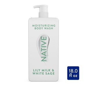 Native Moisturizing Body Wash for Women & Men - 24hr Hydration - Lily Milk & White Sage - Sulfate Free - Paraben Free - 18 fl oz - 1 of 4