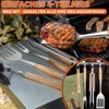 Itopfox 4-Piece Heavy Duty BBQ Tool Set with Stainless Steel Spatula, Tongs, Fork & Cleaning Brush, Wood Handles for Outdoor Grilling, Perfect Gift - 4 of 4