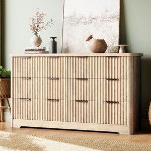 CuisinSmart Fluted Dresser with 6 Drawers, Modern Dresser with Wood Top, Clothes Storage for  Bedroom Living Room - 1 of 4