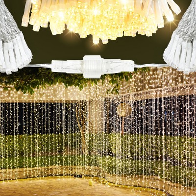 Warm White 300 LED Outdoor Curtain String Lights