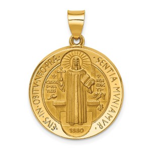 Black Bow Jewelry 14k Yellow Gold Hollow St. Benedict Reversible Medal, 22mm (7/8 In) - 1 of 4