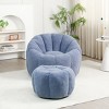 Bouclé Bean Bag Chair with Ottoman, Cozy Foam-Filled Lounge Chair for Adults, Upholstered Teddy Fabric Fuzzy Beanbag Chairs– Cuddlewood - 2 of 4