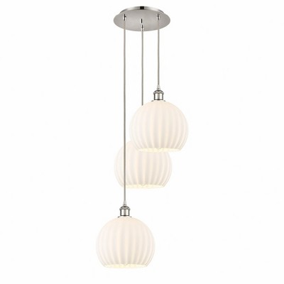 White Venetian - 3 Light Cord Hung Multi Pendant In Modern Style-41.25 Inches Tall and 16.5 Inches Wide
