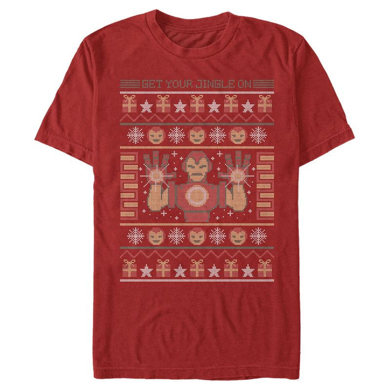 Men's Marvel Ugly Christmas Iron Man T-Shirt, 1 of 5