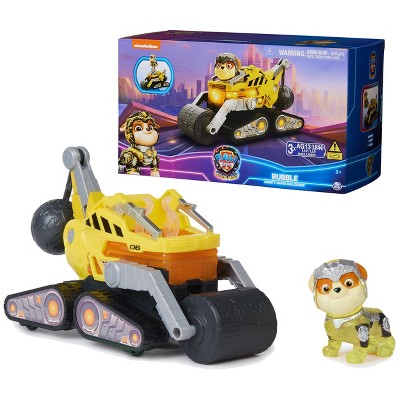 Paw Patrol The Mighty Movie, Construction Toy Truck with Rubble Mighty Pups Action Figure, Lights and Sounds