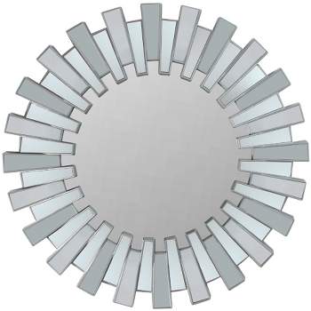 Northlight 25.5" Silver Aztec Sunburst Round Mirror Wall Decor