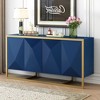 CAVINAS Mahogany Veneer Sideboard,Buffet Cabinet with Unique Metal Legs,4 Irregular Doors,Sideboard Cabinet for Study,Entryway,Living Room,Foyer - 2 of 4