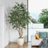DR.Planzen 8ft Artificial Ficus Tree with 18in White Planter, Tall Faux Ficus Tree with thick leaves for Indoor outdoor Home Decor - 4 of 4