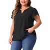 Agnes Orinda Women's Plus Size Casual Summer Dressy Petal Short Sleeve Split Neck Blouses - 2 of 4