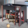 Merax Wood Gaming Loft Bed with Built-in Desk, LED Lights, Wardrobe, and Drawer - 2 of 4