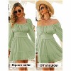 EXLURA Women's 2025 Casual Long Lantern Sleeve Dresses Square Neck Ruffle Tie Back Elastic Waist Aline Short Mini Dress - 4 of 4