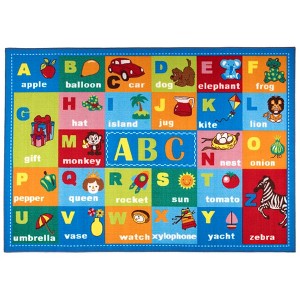 World Rug Gallery Kids Educational Learning Alphabet Symbols Non Slip Area Rug - 1 of 4