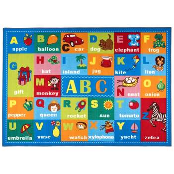 World Rug Gallery Kids Educational Learning Alphabet Symbols Non Slip ...